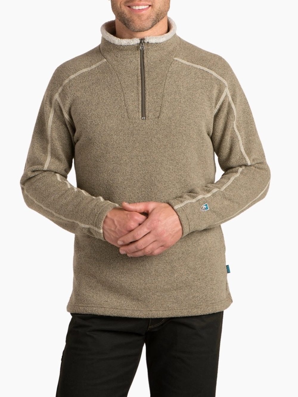 Kuhl Revel 1/4 Zip Sweater Mens‎ XXL Oatmeal Tan Fleece Lined Pullover 3045